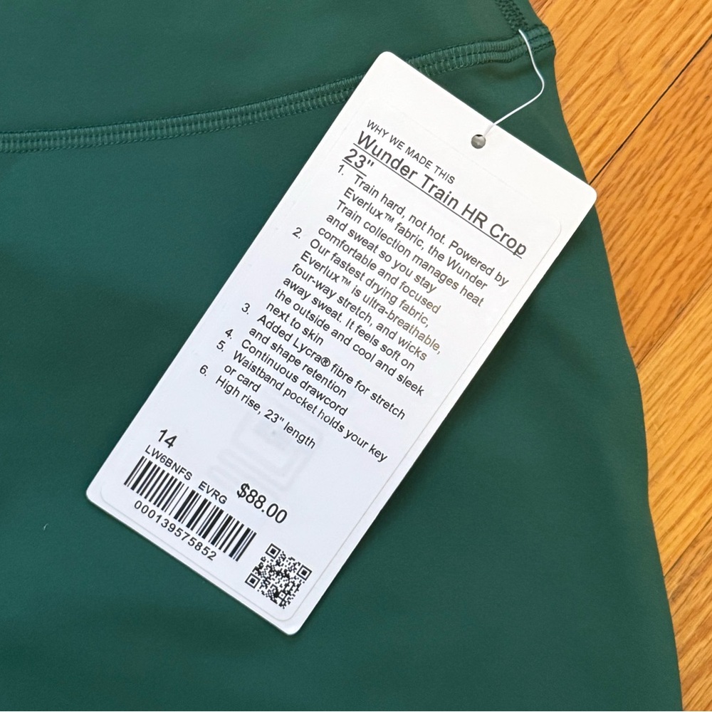 NWT LULULEMON WUNDER TRAIN HR CROP 23”